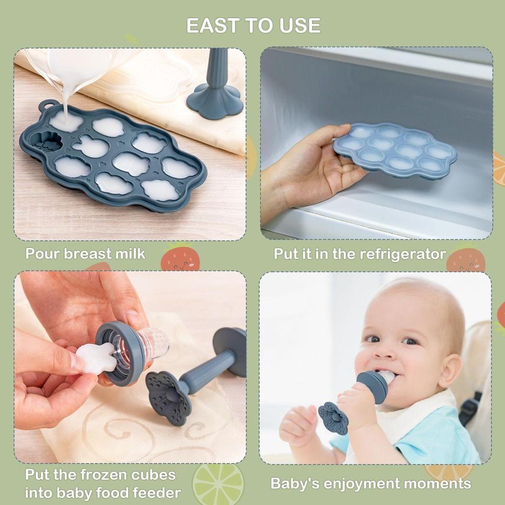 BPA Free Silicone Nibble Freezer Maker Durable Baby Fruit Food Feeder Teether Tray  Boy