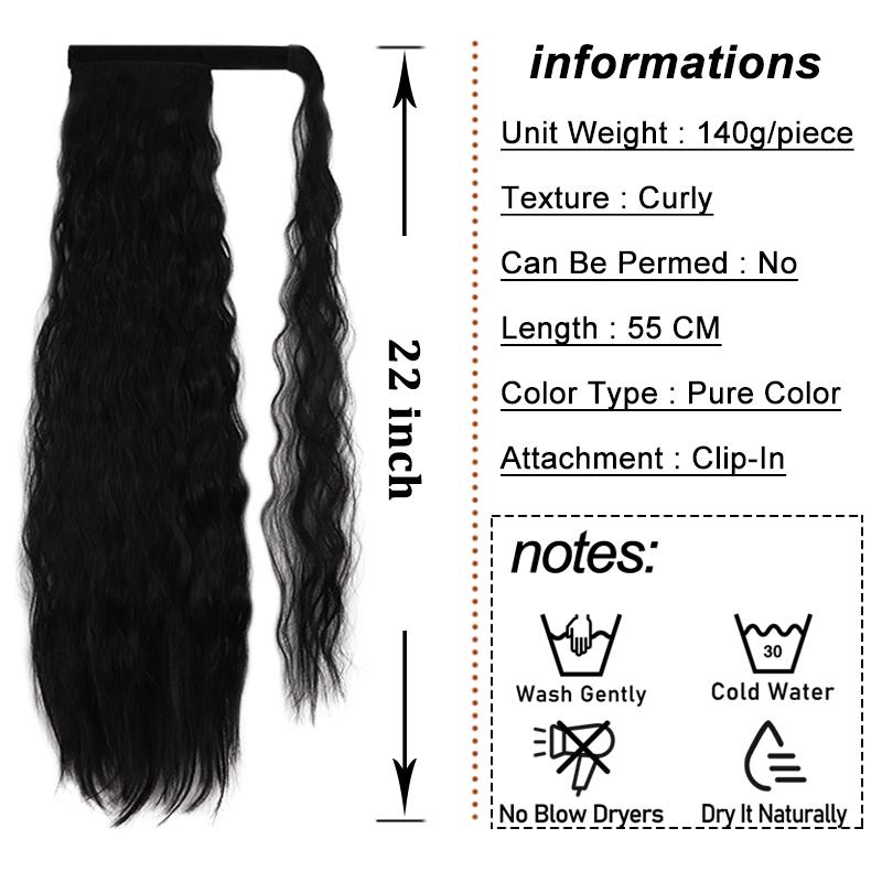 MERISIHAIR Women Long Curly Ponytail Wig Corn Wave Hair Extension Synthetic Fiber Hairpiece Wrap Around Clip In Hair Daily Use