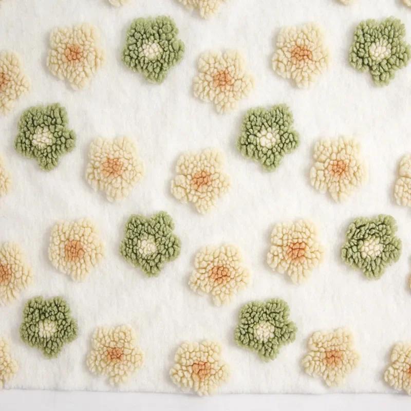 

165X100Cm Thick Lamb Wool Jacquard Small Flower Fabric for Blanket Pillow Winter Coats Hats Plush Toys Bedding Diy Fleece Fabric 165X100CM