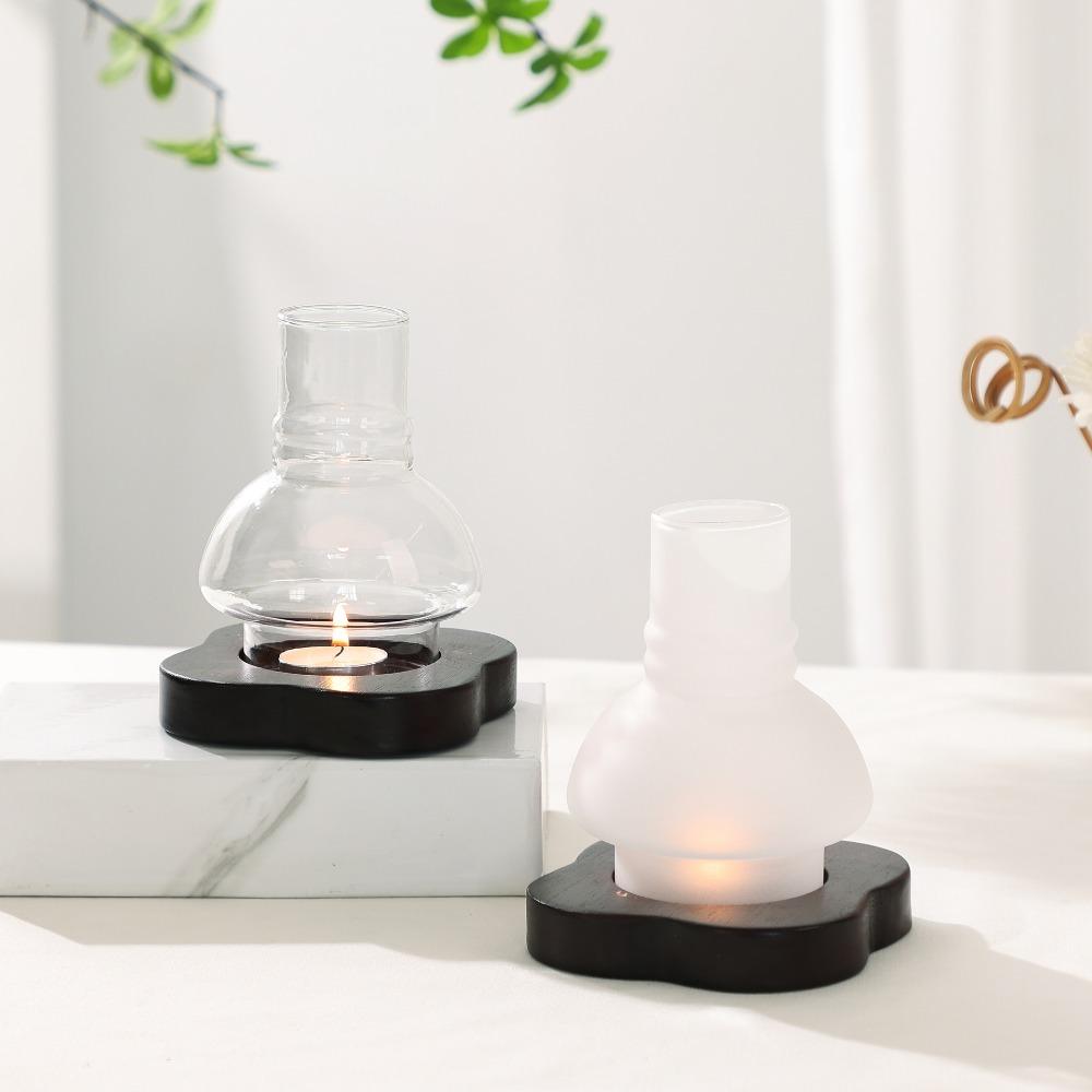 Solid Wood Aromatherapy Candle Pedestal Lamp Retro Decoration Outdoor Windproof Candlelight Dinner Atmosphere Candlestick