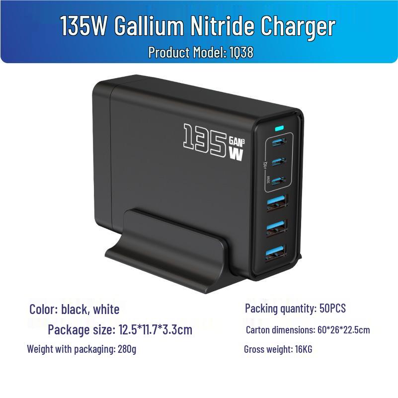 GaN 285W PD Multi-Port Fast Charger for Laptops & Phones