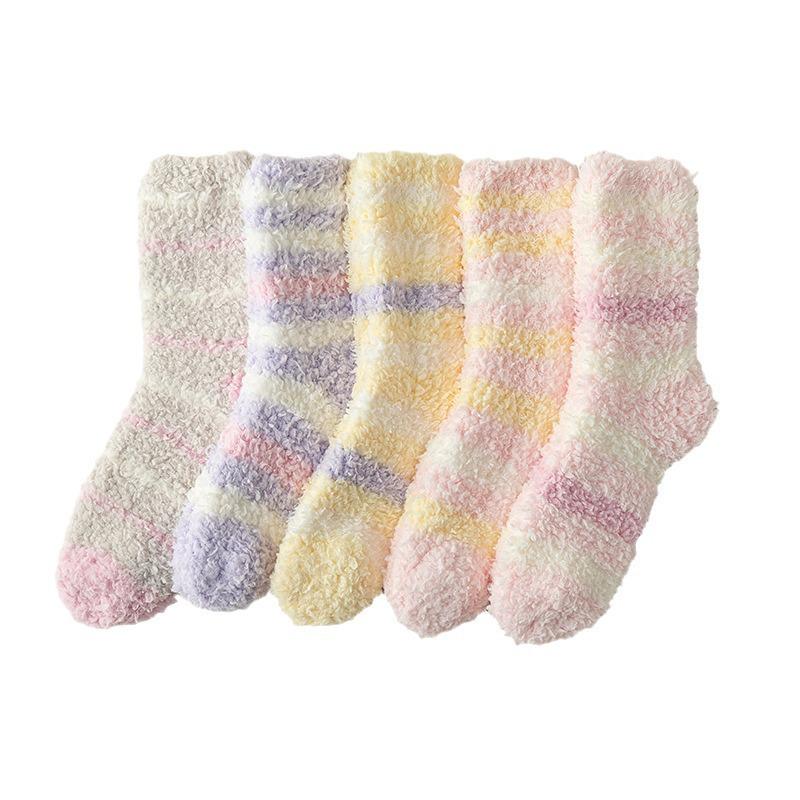 Women's Mid-Calf Coral Fleece Sleep Socks - Warm Home Floor Socks