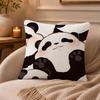 Lovely Panda Cushion Cover Anti-dustmite Pillowcase Invisible Zipper Silky Short Plush Sofa Cushion Cover