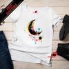 Geometric Moon T-Shirt: Vivid Colors, Space-Inspired Design