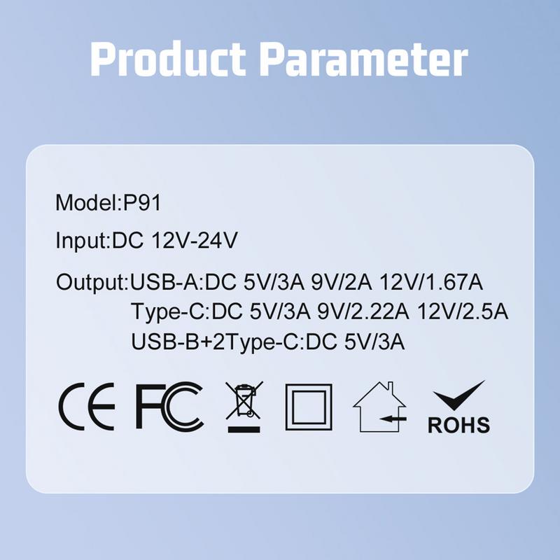 USB Car Charger 2 USB Port Fast Car Charger 3 Type-C Port Flash Charging Charger Car Accessories For Trucks SUVs Auto