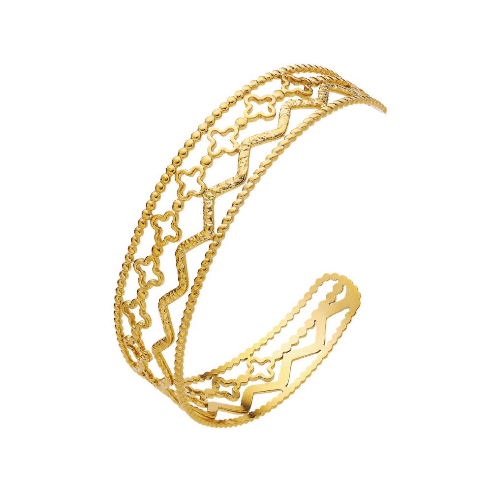 

Высококачественный браслет, персонализированный модный браслет в форме буквы C с четырьмя листами клевера для женщин золотой