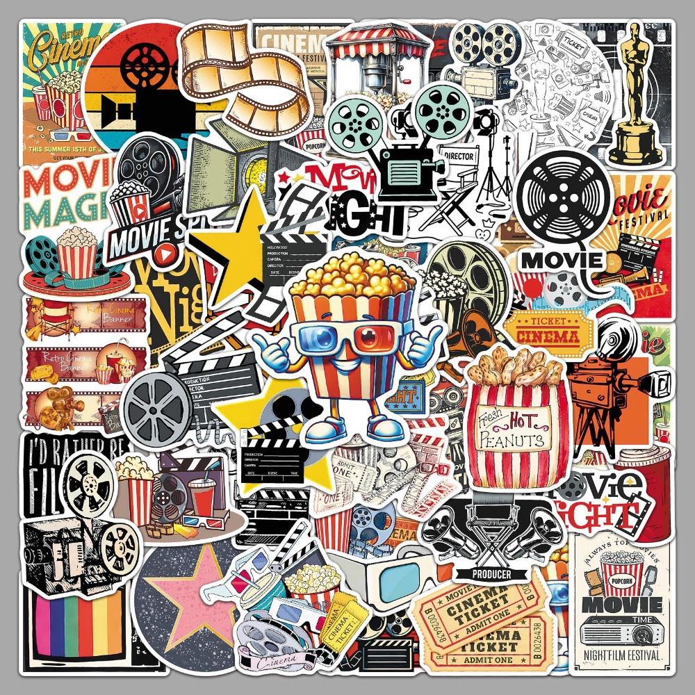 50Pcs Retro Movie Stickers Creative Projectors Funny Diy Waterproof Hand Account Refrigerator Notebook Sticker Decoration