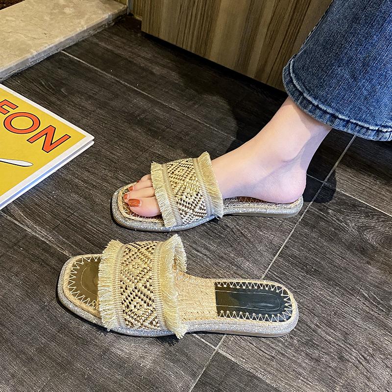 Fashion 2025 Summer Women Slippers Anti-Slip Home Slippers Lightweight Shoes Women Indoor Linen Slippers Soft Shoes Ethnic Style Sandals