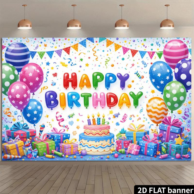 2D plane 1 piece of happy birthday party background fabric star stickers colorful confetti
