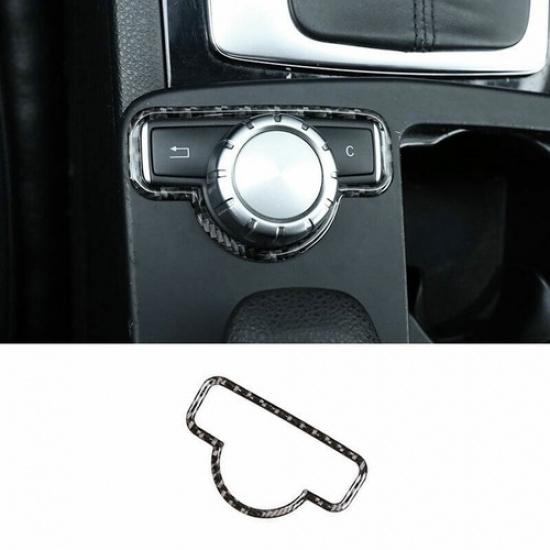 Real Carbon Fiber Inner Multimedia Button Frame Trim For Benz C-Class 2007-2014