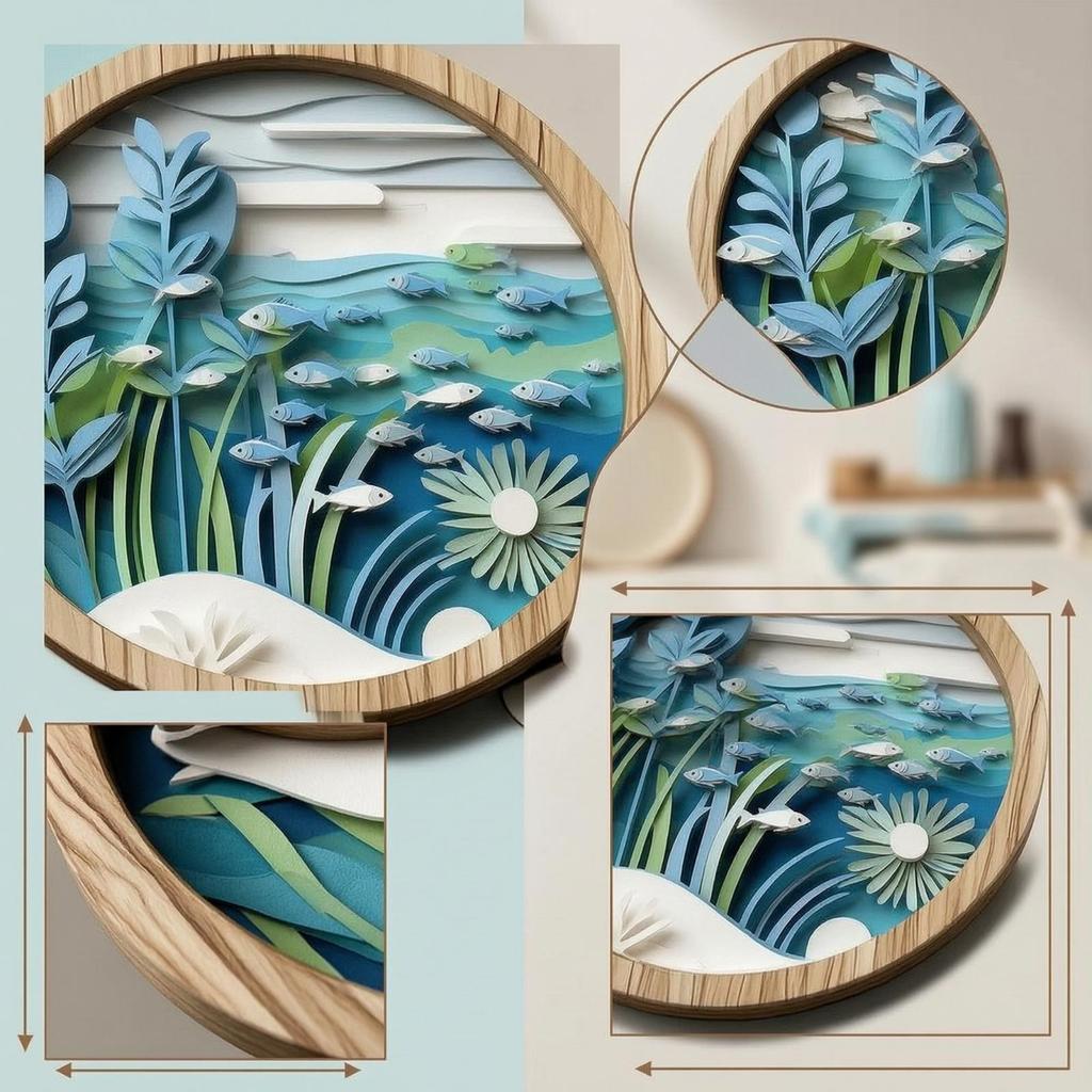 Wooden Plaque Round Wood Wall Decor Layered with Dots for Living Room, Entryway, Bedroom