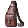 Fashion Men's Chest Bag Waterproof Shoulder Messenger Bag - Dark Brown