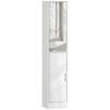 Tall Bathroom Cabinet with Mirror and Adjustable Shelf - High Gloss White
