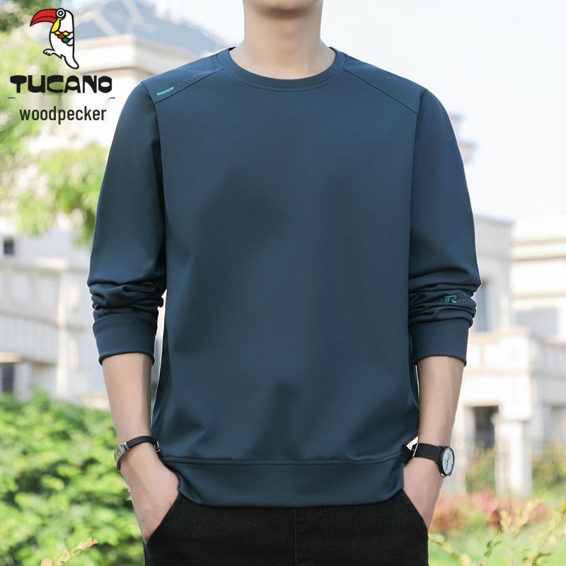 Woodpecker Men's Fleece-Lined Crew Neck Sweatshirt, Plus Size, Long Sleeve, Autumn/Winter 2024