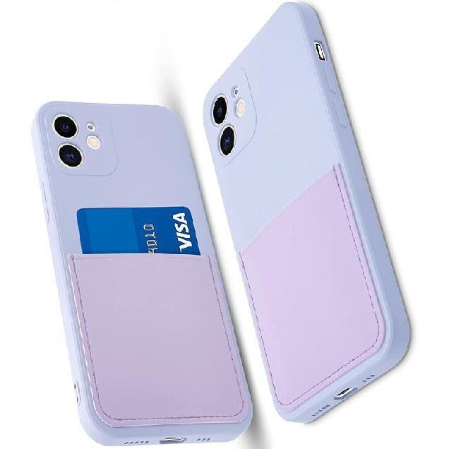Silicone Wallet Phone Case for iPhone 11 6.1 Inch with Credit Card Holder Pocket, Full-Body Bumper Protection Camera Protect Case (Lavender Gray)
