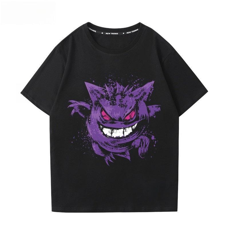 T-shirt με Εκτύπωση Pokémon Gengar 100% Βαμβακερό Ανδρικό Καλοκαιρινή Μόδα 2026 Oversize Street Casual Y2K Μπλούζες Ρούχα Streetwear