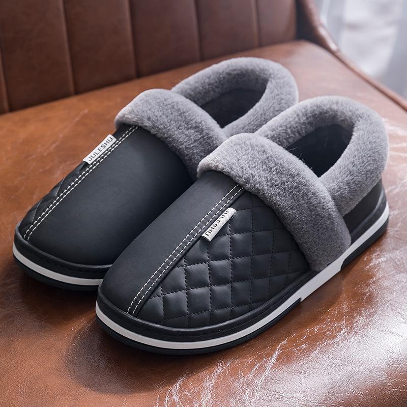 Elderly Waterproof Cotton Slippers Men's Bag Heel Indoor Home Non-slip Warm Household Wool Cotton Shoes Winter Large Size Women