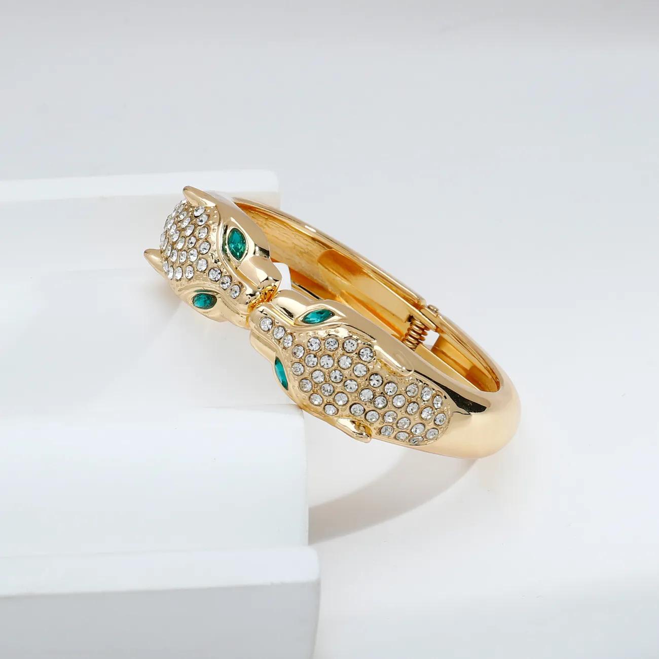 Высококачественный Легкий Роскошный Женский Браслет Двуглавый Леопард Открытый Браслет 19CM