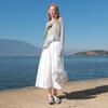 Sancai Anti-See-Through High-Waist A-Line Midi Skirt