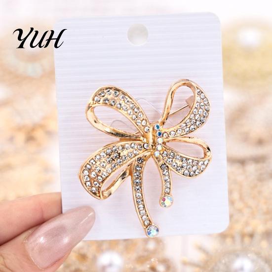 Elegant Bow Jewelry Sparkling Rhinstone Brooch, Retro Alloy Lapel Pin, Brooch Pin Women Accessories for Suit Dress Coat Scarf Durable