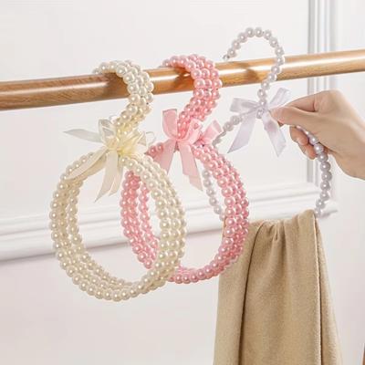 Space Saving Dress Hanger Imitation Pearl Bag Belts Rack Decorative Closet Storage Holder  Home