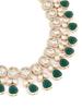 Green Kundan Stones & Austrian Diamonds Necklace Earring & Ring Set For Women
