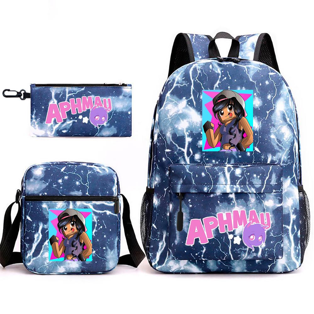 Spielwaren Aphmau Schultasche Cartoon Rucksack Federmäppchen Umhängetasche Dreiteiliges Set