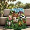 Cartoon Farm Animals Fleece Blanket Kids Barnyard Print Throw Soft Cozy All Season Bedding Home Decor Gift For Children
