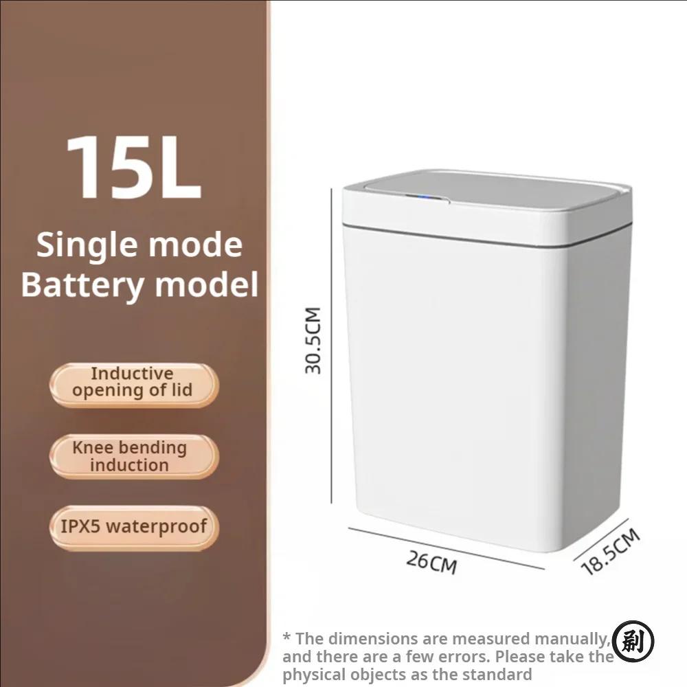 White Touchless 15L Smart Sensor Trash Can – Electronic Bathroom Garbage Bin with Automatic Bagging, Smart Home Compatible