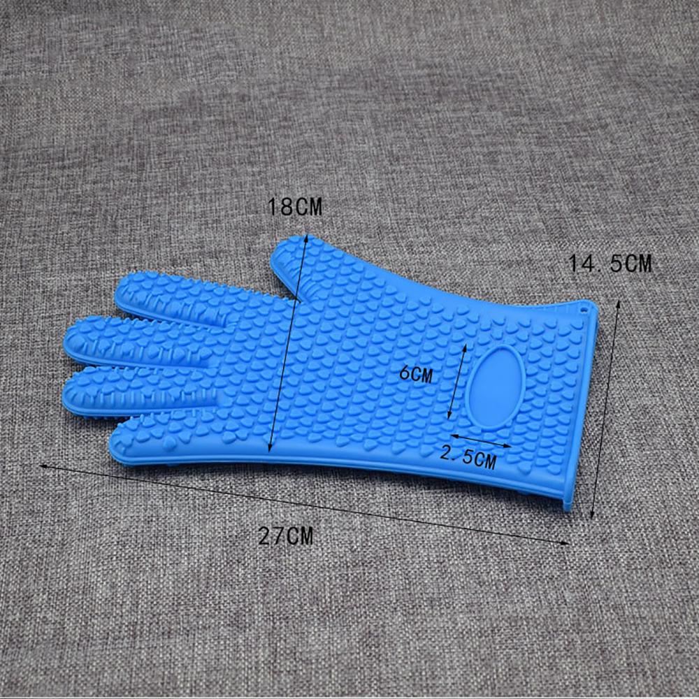 1 Pair Silicone Heat Resistant Gloves Non-Slip Baking Mitts Oven Microwave Safe Ergonomic Design Roasting BBQ Kitchen Tools 500℃