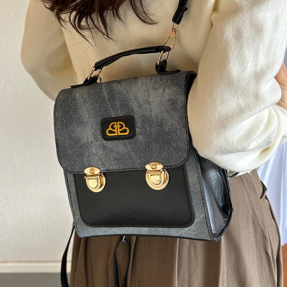 Preppy Style School Bag Double Usage Commuting Bag Large Capacity Crossbody Backpack  Winter