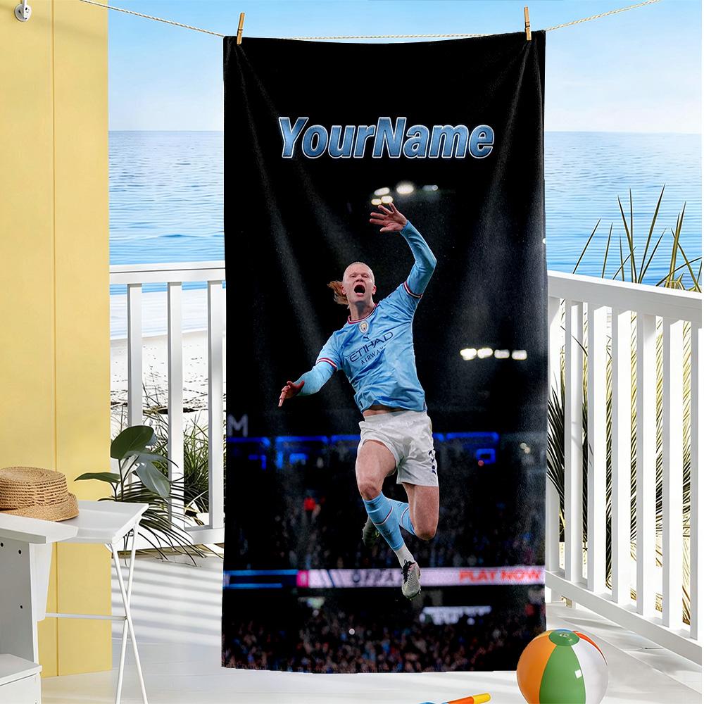 Haaland Customize Your Name Beach Towel Quick-Dry Soft Microfiber Ideal for Travel Outdoor Swim Pool Yoga Surf Camping Hiking Gym Gift Holiday
