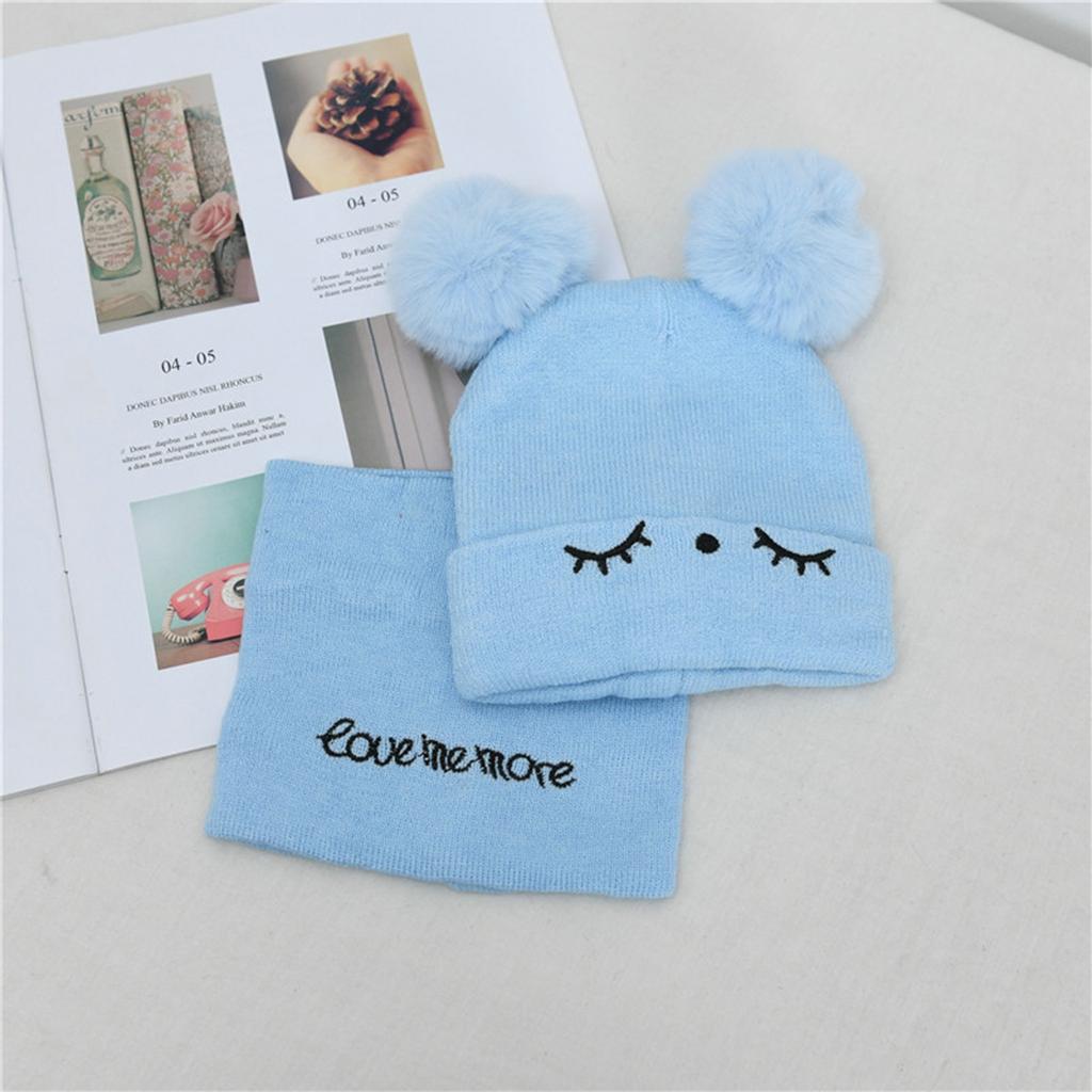 Conjunto de gorro y bufanda con bola de pelo y tejido de crochet para bebé, niña y niño