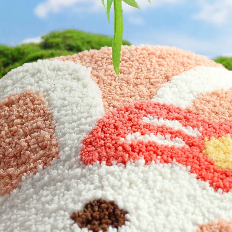 Cute Rabbit Series Super Soft Bath Mat - Thickened Flocked Machine-Washable Bathroom Rug, Non-Slip Decorative Doormat for Home