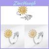 Sunflower Adjustable Ring With Cubic Zirconia And Geometric Design For Women