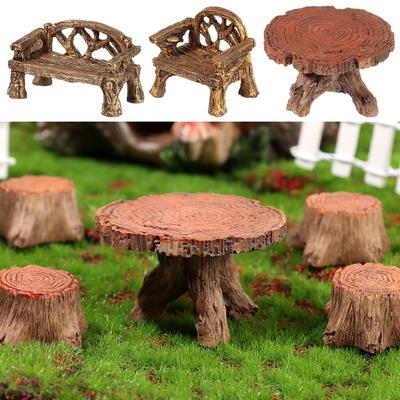 Gift Fairy Garden Decor Dollhouse Ornament Park Chair Figurines Mini Bench Micro Landscapes Miniature Stools Table