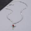 Versatile Crucifix Pendant Chain Rose Detailing Adjustable Necklace for Everyday Outfits Religious Accessory Jewelry