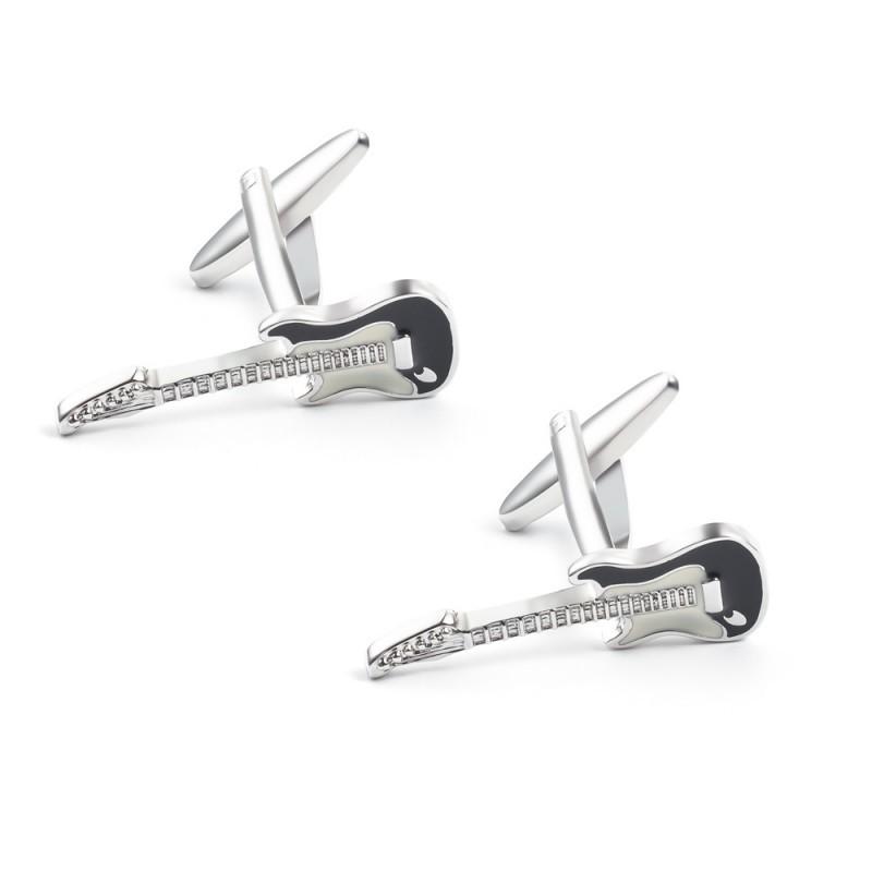 

Blue Black Painted Electric Guitar Cufflinks Men s French Shirt all-natural