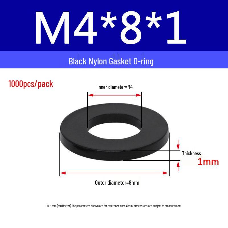 Schwarzer Nylon-Kunststoff Flache Unterlegscheibe Ring M2-M20