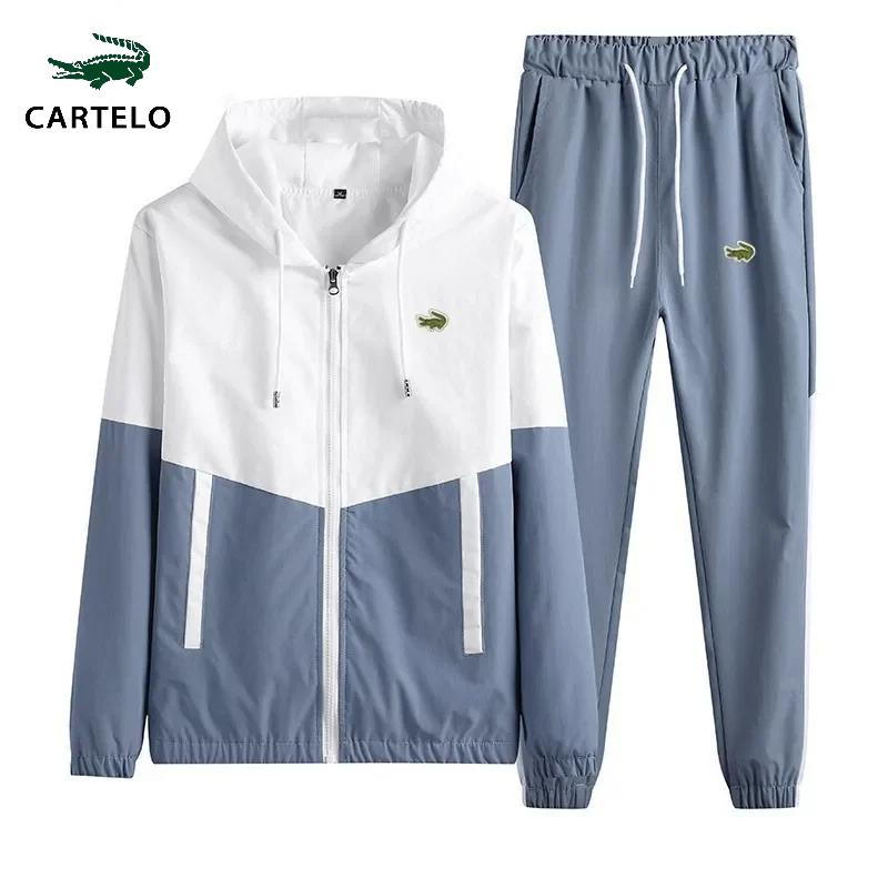 

CARTELO спортивная мужская повседневная куртка с капюшоном, новинка весны 2024, мужская куртка + брюки, уличная одежда в стиле хип-хоп из двух предметов