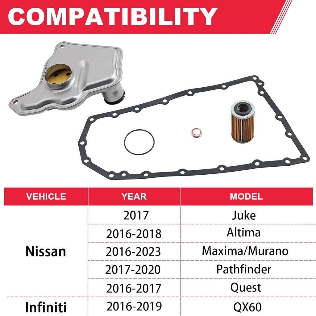 RE0F10D JF017E Transmission Filter Oil Pan Gasket Kit Fit For Nissan Altima Maxima Quest Murano Pathfinder Infiniti Qx60 Replaces# 31728-29X0D