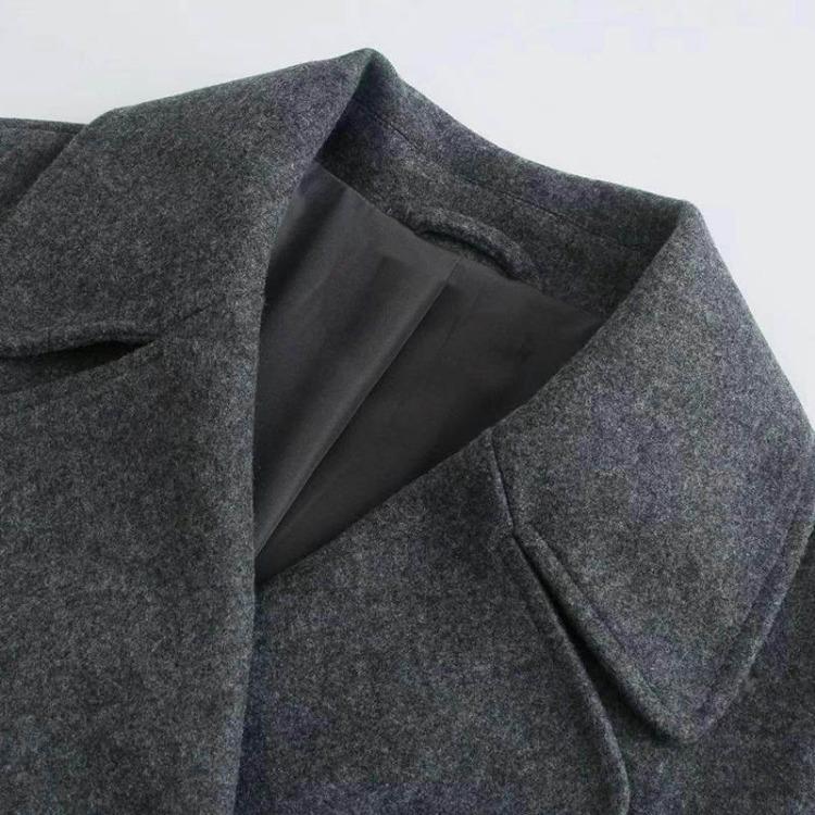 Elegant Women Long Woolen Overcoat Solid Color Warm Thick Long Sleeve Coat