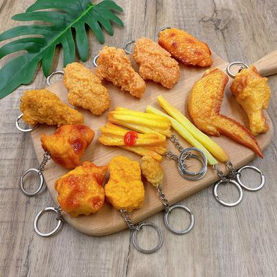 Funny Fried Chicken Leg Chicken Wing Keychain Creative Mini Simulation Food Pendant With Key Ring For Handbag Purse Accessories
