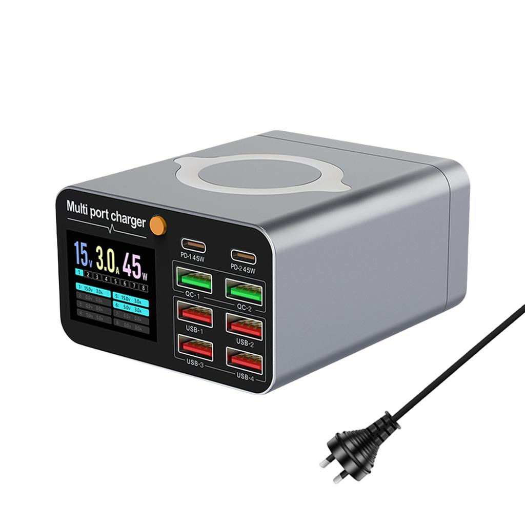 8 Port USB Type C Fast Charging Wireless Charger Mobile Phone Power Charging Adapter for Phone Multiple Devices