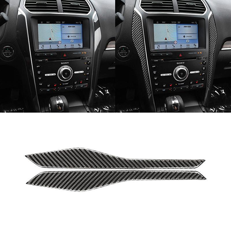 

2 шт. для Ford Explorer 2013-2019 Накладки на боковые стороны центральной консоли салона автомобиля, отделка, декоративные наклейки, цвет карбоново-черный