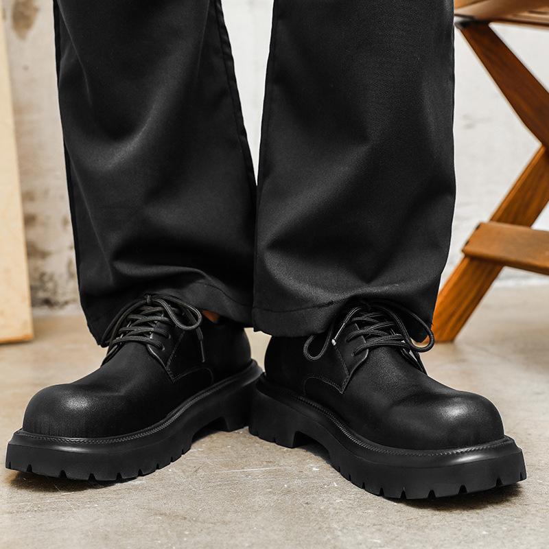 

Туфли дерби мужские, сеньорский стиль, весна 2025, новая платформа, увеличивающая рост, кожаные туфли, молодой трендовый бренд, для通勤, черные туфли с большой головкой 44