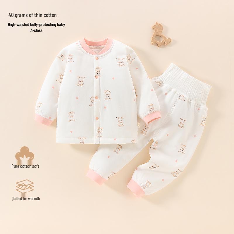 Autumn Baby Cotton Outfit Set: High-Waist Homewear for Boys & Girls