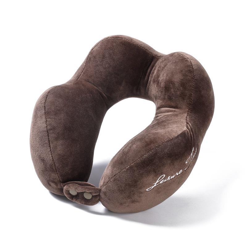 Cuscino Cervicale Ricamato a Forma di U Color Cammello - Ideale per Casa, Ufficio, Viaggio, con Imbottitura in Cotone PP e Logo Personalizzato