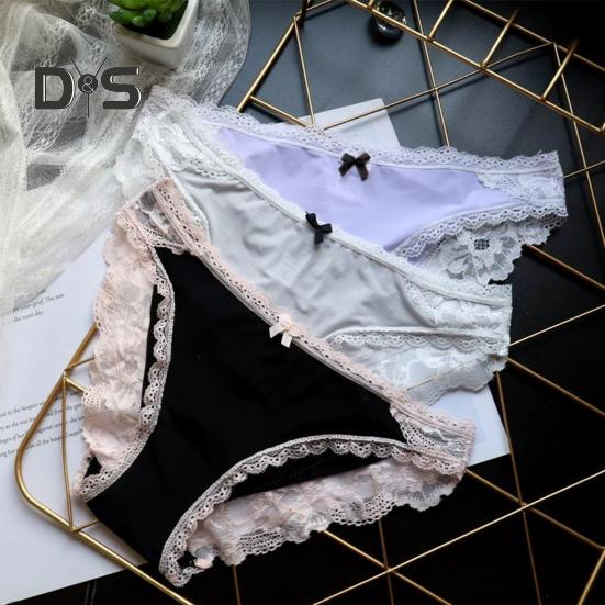 Damen-Unterwäsche aus Eisseide, sexy, niedrige Taille, Spitzenhöschen, nahtlos, unsichtbar, atmungsaktiv, Stretch-Unterhose