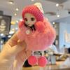 Cross-Border Cute Big-Eyed Doll with Bow Knot - Imitation Rex Rabbit Fur Keychain & Bag Pendant